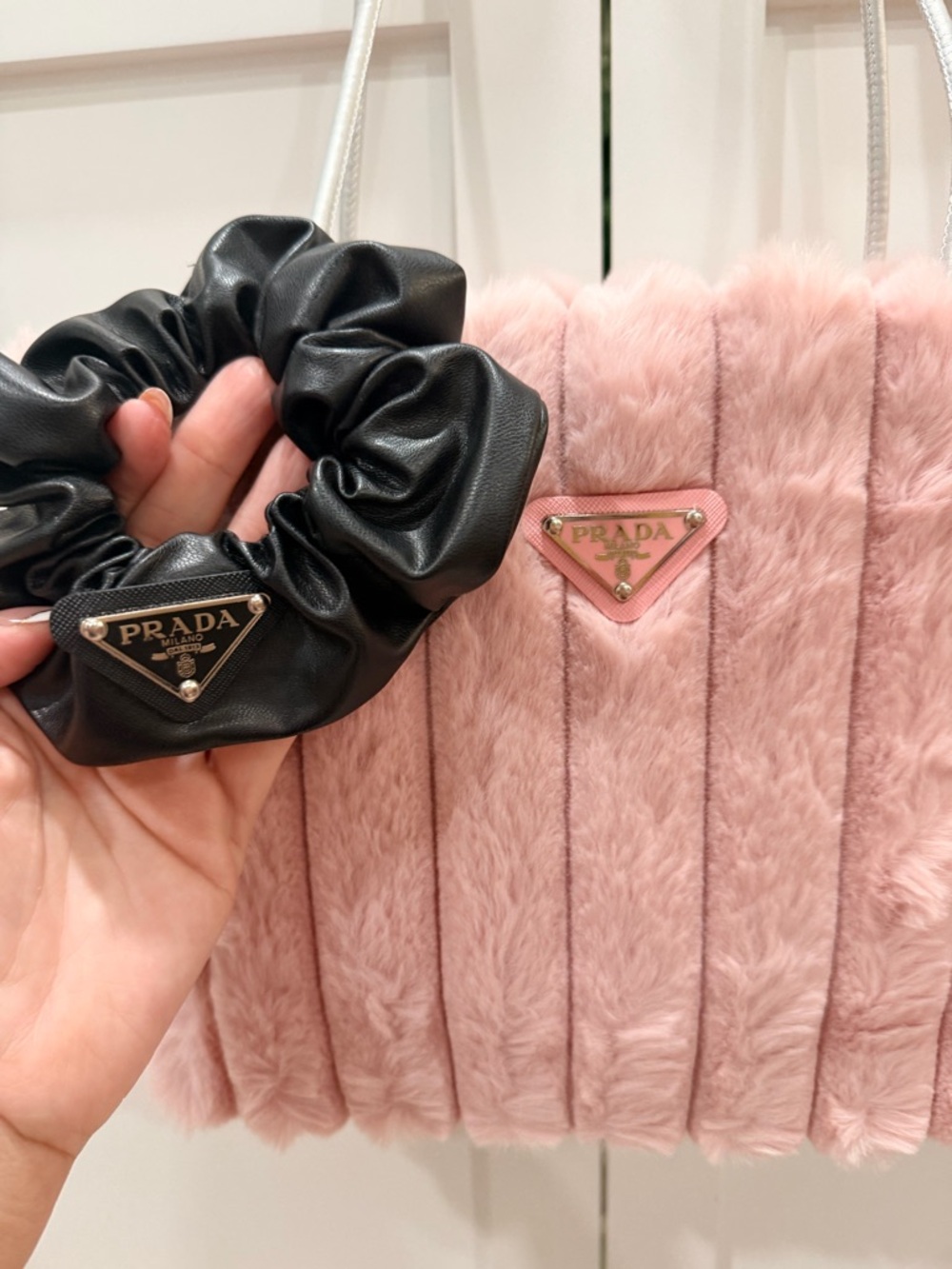 Prada VIPBeauty Faux Fur Handbag - NIB + Novelty Scrunchie - Picture 3 of 11